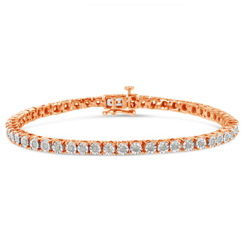 Haus Of Brilliance 10K Rose Gold Plated .925 Sterling Silver 1.0 Cttw Miracle-Set Diamond Round Faceted Bezel Tennis Bracelet (I-J Color, I3 Clarity) - 7" 1 Vòng tay Haus Of Brilliance 10K Rose Gold Plated .925 Sterling Silver 1.0 Cttw Miracle-Set Diamond Round Faceted Bezel Tennis Bracelet (I-J Color