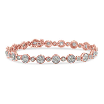 Vòng tay Haus Of Brilliance 10K Rose Gold Plated .925 Sterling Silver 1 1/3 Cttw Miracle Plate Set Diamond Alternating Link Bracelet (I-J Color