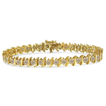 Haus Of Brilliance 10K Yellow Gold-Plated .925 Sterling Silver 7.0 Cttw 2-Prong Set Round-Cut Diamond "S" Link Tennis Bracelet (J-K Color, I1-I2 Clarity) 2 Vòng tay Haus Of Brilliance 10K Yellow Gold-Plated .925 Sterling Silver 7.0 Cttw 2-Prong Set Round-Cut Diamond "S" Link Tennis Bracelet (J-K Color