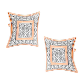 Bông tai Haus Of Brilliance 14K Rose Gold Plated .925 Sterling Silver Diamond Accented 4-Stone Four Pointed Star Shaped Halo-Style Stud Earrings
