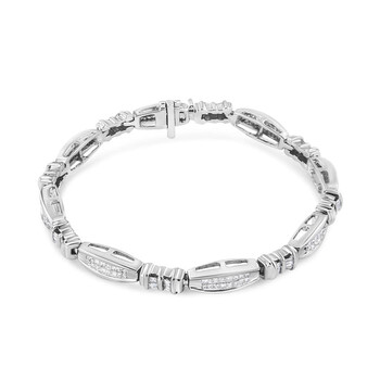 Haus Of Brilliance 14K White Gold 2.0 Cttw Channel-Set Alternating Baguette And Princess-Cut Diamond Link Bracelet (H-I Color, Si2-I1 Clarity) - Size 7 1 Vòng tay Haus Of Brilliance 14K White Gold 2.0 Cttw Channel-Set Alternating Baguette And Princess-Cut Diamond Link Bracelet (H-I Color