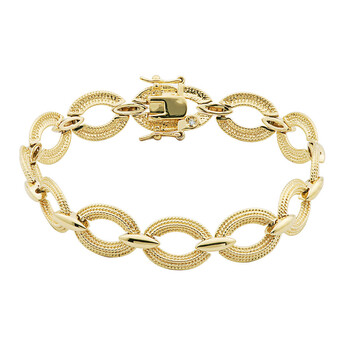 Vòng tay 925 Couture 18K Yellow Gold Plated Bronze Rope Texture Oval Link Bracelet