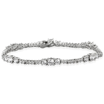 Vòng tay 925 Couture Rhodium And Fine Silver Plated Bronze Graduated Cubic Zirconia Tennis Bracelet