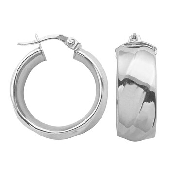 Bông tai 925 Couture Sterling Silver Thick Stripe Textured Hoop Earrings R2U0Lsa00Q-0000000