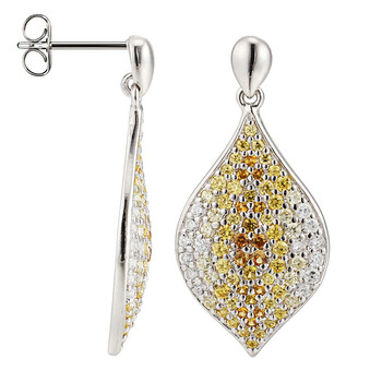 Bông tai 925 Couture Sterling Silver Yellow Hues Cubic Zirconia Gradient Teardrop Earrings R2Admb9700-00Lcf00
