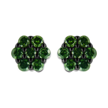 Haus Of Brilliance .925 Sterling Silver 2 Cttw Prong Set Round-Cut Treated Green Diamond Floral Cluster Stud Earring (Fancy Green Color, I1-I2 Clarity) 2 Bông tai Haus Of Brilliance .925 Sterling Silver 2 Cttw Prong Set Round-Cut Treated Green Diamond Floral Cluster Stud Earring (Fancy Green Color