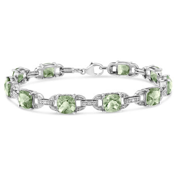 Haus Of Brilliance .925 Sterling Silver 7X7 Mm Cushion Cut Green Amethyst And 1/20 Cttw Round Cut Diamond Fashion Tennis Bracelet - 7" 1 Vòng tay Haus Of Brilliance .925 Sterling Silver 7X7 Mm Cushion Cut Green Amethyst And 1/20 Cttw Round Cut Diamond Fashion Tennis Bracelet - 7" chính hãng