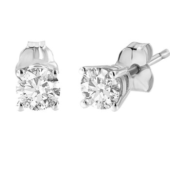 Bông tai Haus Of Brilliance Ags Certified 14K White Gold 1.0 Cttw 4-Prong Set Brilliant Round-Cut Solitaire Diamond Push Back Stud Earrings (F-G Color