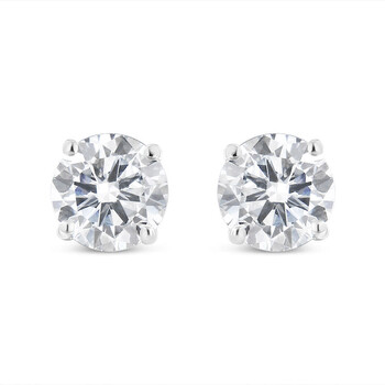 Bông tai Haus Of Brilliance Ags Certified 14K White Gold 2.0 Cttw 4-Prong Set Brilliant Round-Cut Solitaire Diamond Screw Back Stud Earrings (G-H Color