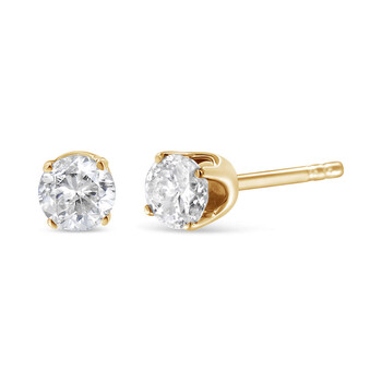 Haus Of Brilliance Ags Certified 14K Yellow Gold 1/2 Cttw 4 Prong Set Brilliant Round-Cut Solitaire Diamond Push Back Stud Earrings (M-N, Color, Vs2-Si1 Clarity) 2 Bông tai Haus Of Brilliance Ags Certified 14K Yellow Gold 1/2 Cttw 4 Prong Set Brilliant Round-Cut Solitaire Diamond Push Back Stud Earrings (M-N
