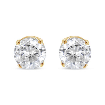 Haus Of Brilliance Ags Certified 14K Yellow Gold 1/2 Cttw 4 Prong Set Brilliant Round-Cut Solitaire Diamond Push Back Stud Earrings (Q-R Color, Vs1-Vs2 Clarity) 1 Bông tai Haus Of Brilliance Ags Certified 14K Yellow Gold 1/2 Cttw 4 Prong Set Brilliant Round-Cut Solitaire Diamond Push Back Stud Earrings (Q-R Color