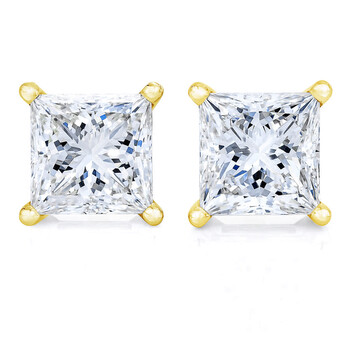 Bông tai Haus Of Brilliance Ags Certified 14K Yellow Gold 1/2 Cttw 4-Prong Set Princess-Cut Solitaire Diamond Push Back Stud Earrings (O-P Color