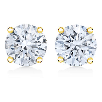 Bông tai Haus Of Brilliance Ags Certified 14K Yellow Gold 2.0 Cttw 4-Prong Set Brilliant Round-Cut Solitaire Diamond Screw Back Stud Earrings (H-I Color