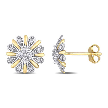 Bông tai Amour 1/4 Ct Diamond Tw Fashion Post Earrings 10K White Yellow Gold I3