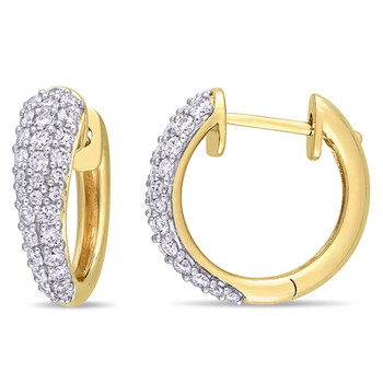 Bông tai Amour 1 Ct Diamond Tw Hoop Earrings 14K Yellow Gold Gh I1;I2