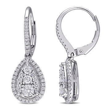 Bông tai Amour 1 Ct Diamond Tw Leverback Earrings 10K White Gold Gh I2;I3