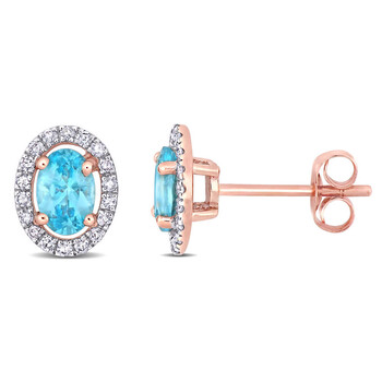 Bông tai Amour 10K Rose Gold 1/5 Ct Diamond And 1 Ct Apatite Stud Earrings