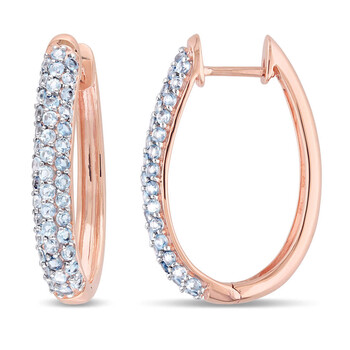 Bông tai Amour 10K Rose Gold 1 3/4 Ct Tgw London-Blue Topaz Hoop Earrings