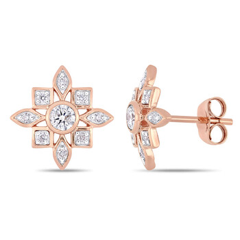 Bông tai Amour 10K Rose Gold 1/3 Ct Tdw Diamond Artisanal Stud Earrings