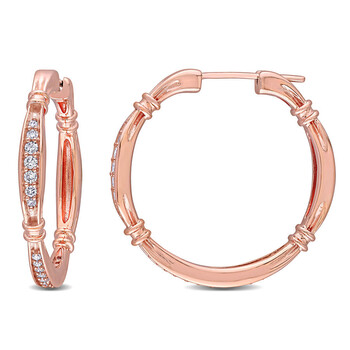 Bông tai Amour 10K Rose Gold 1/3 Ct Tdw Diamond Hoop Earrings