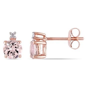 Bông tai Amour 10K Rose Gold 1 Ct Tgw Morganite And 0.02 Ct Tdw Diamond Stud Earrings