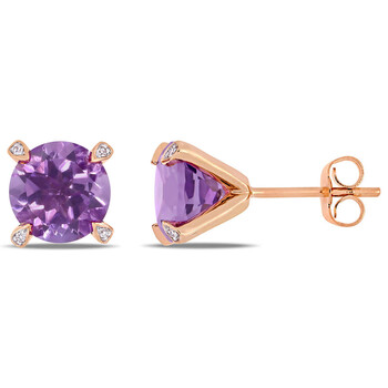 Bông tai Amour 10K Rose Gold 3 Ct Tgw Amethyst And 0.024 Ct Tdw Diamond Martini Stud Earrings