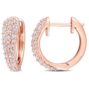 Bông tai Amour 10K Rose Gold 4/5 Ct Tgw White Sapphire Hoop Earrings