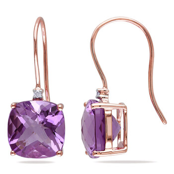 Bông tai Amour 10K Rose Gold 7 Ct Tgw Amethyst Earrings With 0.02 Ct Tdw Diamonds