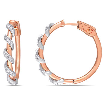 Amour 10K Two-Tone Gold 1/7 Ct Tdw Diamond Twisted Overlap Hoop Earrings 2 Bông tai Amour 10K Two-Tone Gold 1/7 Ct Tdw Diamond Twisted Overlap Hoop Earrings