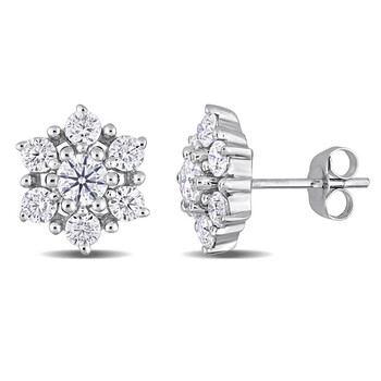 Bông tai Amour 10K White Gold 1 1/3 Ct Dew Created Moissanite Floral Stud Earrings