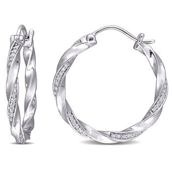 Bông tai Amour 10K White Gold 1/2 Ct Tdw Diamond Twist Hoop Earrings