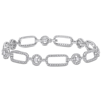Amour 10K White Gold 1/2 Ct Tgw White Sapphire And 1 Ct Tw Diamond Link Bracelet 1 Vòng tay Amour 10K White Gold 1/2 Ct Tgw White Sapphire And 1 Ct Tw Diamond Link Bracelet chính hãng