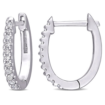 Bông tai Amour 10K White Gold 1/8 Ct Diamond Cuff Earrings
