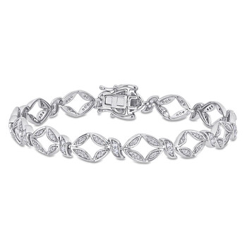 Vòng tay Amour 10K White Gold 3/8 Ct Tgw White Sapphire And 1/2 Ct Tw Diamond Link Bracelet chính hãng