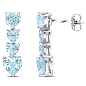 Bông tai Amour 10K White Gold 4 1/5 Ct Tgw Heart Shape Sky Blue Topaz Earrings