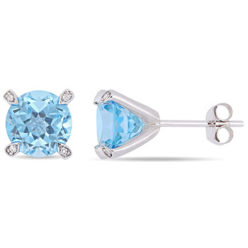 Bông tai Amour 10K White Gold 4 3/4 Ct Tgw Sky Blue Topaz And 0.024 Ct Tdw Diamond Accent Martini Stud Earrings