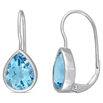Bông tai Amour 10K White Gold 4 7/8 Ct Tgw Sky-Blue Topaz Teardrop Leverback Earrings