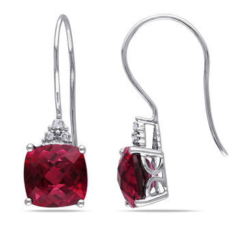 Bông tai Amour 10K White Gold 5 5/8 Ct Tgw Created Ruby Sapphire Earrings With 0.03 Ct Tdw Diamonds