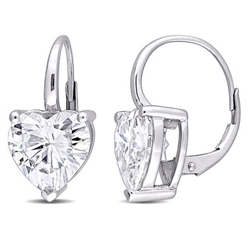 Bông tai Amour 10K White Gold 6 Ct Tgw Created White Moissanite Heart Leverback Earrings