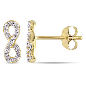Bông tai Amour 10K Yellow Gold 1/10 Ct Tdw Diamond Infinity Earrings