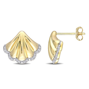 Amour 10K Yellow Gold 1/10 Ct Tdw Diamond Stud Earrings 1 Bông tai Amour 10K Yellow Gold 1/10 Ct Tdw Diamond Stud Earrings