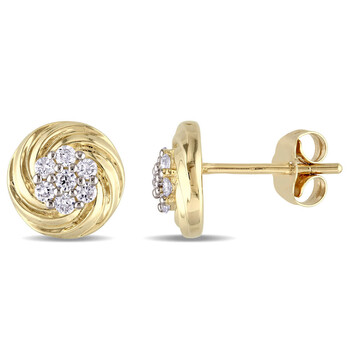 Amour 10K Yellow Gold 1/4 Ct Tdw Diamond Swirl Stud Earrings 2 Bông tai Amour 10K Yellow Gold 1/4 Ct Tdw Diamond Swirl Stud Earrings