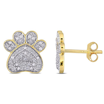 Bông tai Amour 10K Yellow Gold 1/5 Ct Tdw Diamond Dog Paw Stud Earrings