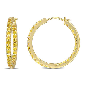 Bông tai Amour 10K Yellow Gold 2 1/4 Ct Tgw Citrine Hoop Earrings