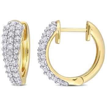 Bông tai Amour 10K Yellow Gold 4/5 Ct Tgw White Sapphire Hoop Earrings