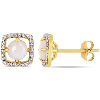 Amour 10K Yellow Gold 5/8 Ct Tgw Opal And 0.07 Ct Tdw Diamond Accent Floating Square Halo Stud Earrings 2 Bông tai Amour 10K Yellow Gold 5/8 Ct Tgw Opal And 0.07 Ct Tdw Diamond Accent Floating Square Halo Stud Earrings