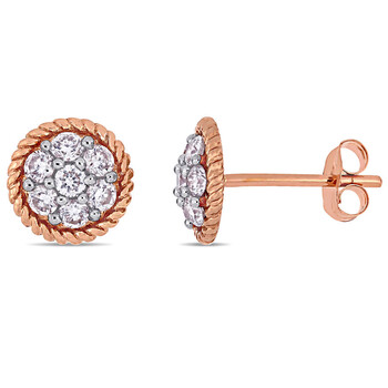 Amour 14K Rose Gold 1/2 Ct Tdw Diamond Floral Cluster Stud Earrings 1 Bông tai Amour 14K Rose Gold 1/2 Ct Tdw Diamond Floral Cluster Stud Earrings