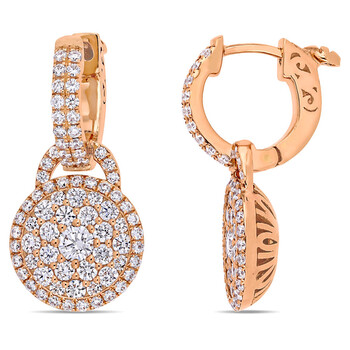 Amour 14K Rose Gold 1 4/5 Ct Tdw Diamond Hoop Earrings 1 Bông tai Amour 14K Rose Gold 1 4/5 Ct Tdw Diamond Hoop Earrings