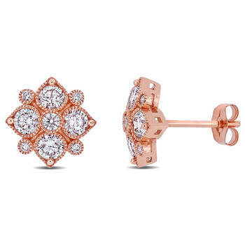 Bông tai Amour 14K Rose Gold 1 Ct Tdw Diamond Square Stud Earrings