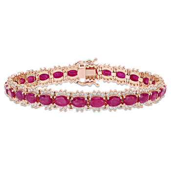 Vòng tay Amour 14K Rose Gold 16 4/5 Ct Tgw Ruby And 2 1/4 Ct Tw Diamond Tennis Bracelet chính hãng